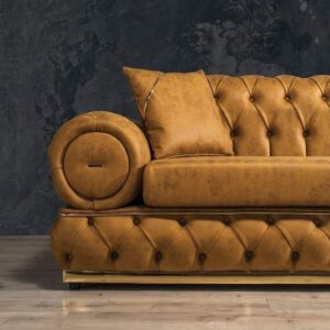 GlamTuft Sofa in leather upholstery – modern luxury seating for living rooms