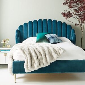 Signature Style Upholstered Bed with geometric stitched headboard in Dubai