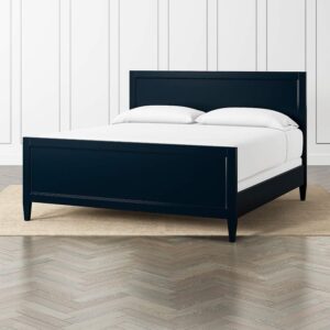 Azure Classic Wooden Bed – Solid Wood Frame with Blue Headboard Dubai UAE
