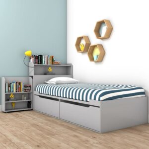 Modern Grey Storage Bed with Integrated Headboard Abu Dhabi