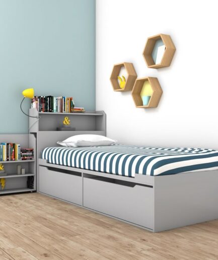 Al Noor Grey Storage Bed