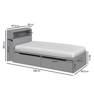 Modern Grey Storage Bed with Integrated Headboard Abu Dhabi