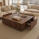 Zara WoodCraft Center Table with solid wood frame and two drawers