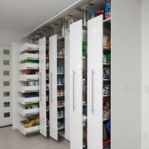 Space-saving storage solution for bedrooms, kitchens, or utility areas