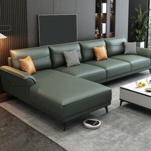 Luxury faux leather lounge sofa with elevated legs