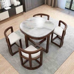 Stylish cushioned chairs and table for small spaces