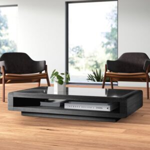 Compact dual-layer solid wood center table for minimalist interiors