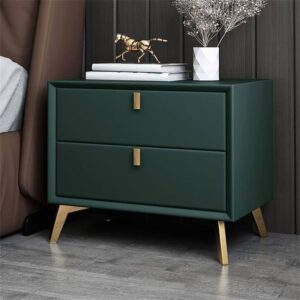 Noor 2-Drawer Bedside Table with hook handles and steel legs, UAE design