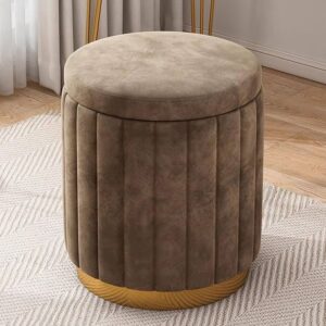 Vault Ottoman Storage Stool – velvet upholstered round stool
