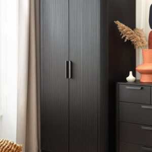 Side view of Slim Duo Wardrobe showing five shelves and hanging space