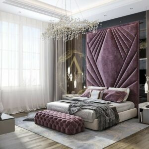 Velvora GrandWall Velvet Bed with hidden storage Dubai