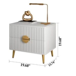 Noor Bedside Table with vertical fluted panel design, UAE wood craftsmanship