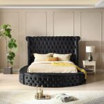 Aurora Luxe Tufted Bed – Velvet Wingback Headboard Dubai UAE