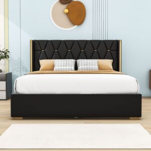 Stylish Accent Headboard Bed with Fabric Upholstery UAE