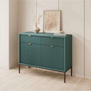 Dune Dual Storage Cabinet with ribbed front and metal frame, UAE design