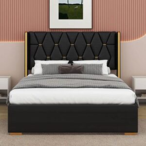 Stylish Accent Headboard Bed with Fabric Upholstery UAE Stylish Accent Headboard Bed with Fabric Upholstery UAE