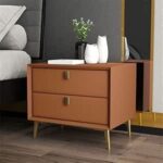 Noor 2-Drawer Bedside Table with hook handles and steel legs, UAE design