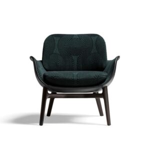 GrandLoom Chair with curved wooden frame and fabric upholstery