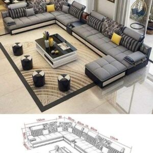 Customizable U-shaped sofa with 4 matching stools Customizable U-shaped sofa with 4 matching stools