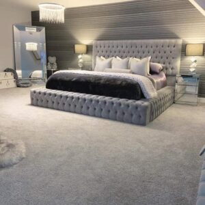 Sophisticated Velvet Upholstered Bed – Ideal for Upscale Guest Suites Sophisticated Velvet Upholstered Bed – Ideal for Upscale Guest Suites