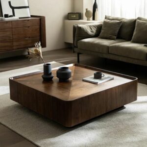 Classic solid wood coffee table styled in UAE living room Classic solid wood coffee table styled in UAE living room