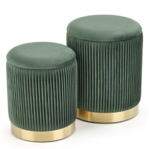 Vault Ottoman Storage Stool – velvet upholstered round stool