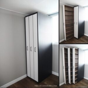 SlimMax pull-out wardrobe unit in ultra-slim vertical design for compact spaces"