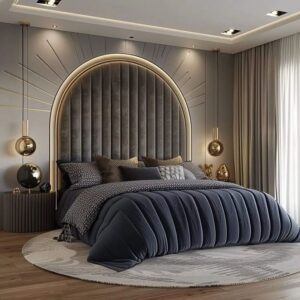 Velvora GrandWall Bed with 140 cm velvet chevron headboard and under-bed storage – luxury bed Dubai Velvora GrandWall Bed with 140 cm velvet chevron headboard and under-bed storage – luxury bed Dubai
