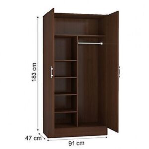 Compact engineered wood wardrobe styled in UAE bedroom Compact engineered wood wardrobe styled in UAE bedroom