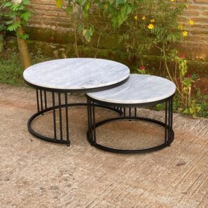 Gold frame finish on Marbrex Duo luxury nesting tables Gold frame finish on Marbrex Duo luxury nesting tables