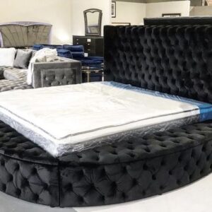 Deep Button Tufted Headboard Bed – Elegant Bedroom Sharjah UAE Deep Button Tufted Headboard Bed – Elegant Bedroom Sharjah UAE