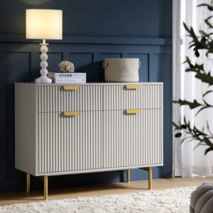 Dune Dual Storage Cabinet with ribbed front and metal frame, UAE design