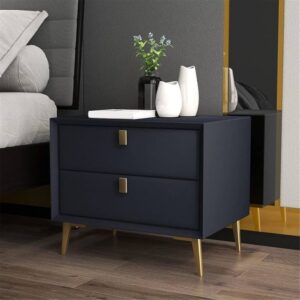 Noor 2-Drawer Bedside Table with hook handles and steel legs, UAE design