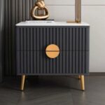 Noor Bedside Table with vertical fluted panel design, UAE wood craftsmanship