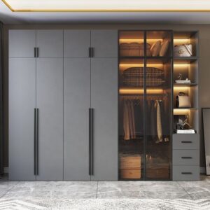 Large 6-door sliding wardrobe for modern bedroom organization and storage