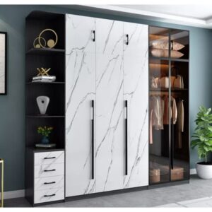 Large 6-door sliding wardrobe for modern bedroom organization and storage