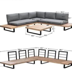 TerraLuxe Haven 4-seater outdoor sectional with matching table in modern Lubek design