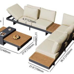 TerraLuxe Haven 4-seater outdoor sectional with matching table in modern Lubek design