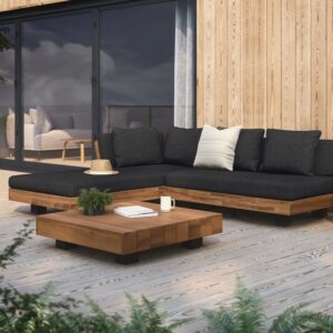 TerraLuxe Haven 4-seater outdoor sectional with matching table in modern Lubek design