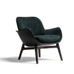 GrandLoom Chair with curved wooden frame and fabric upholstery