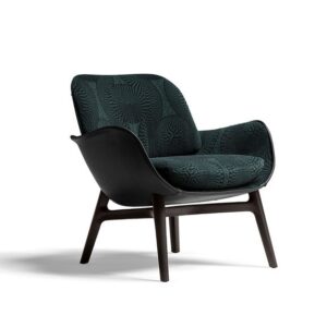 GrandLoom Chair with curved wooden frame and fabric upholstery