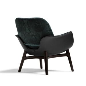 GrandLoom Chair with curved wooden frame and fabric upholstery