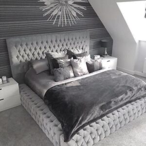 King Size Monarch Velvet Bed – Elegant Bedroom Furniture UAE