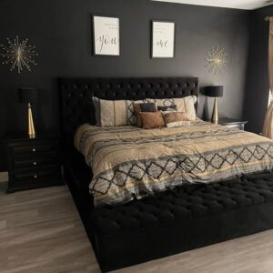 King Size Monarch Velvet Bed – Elegant Bedroom Furniture UAE