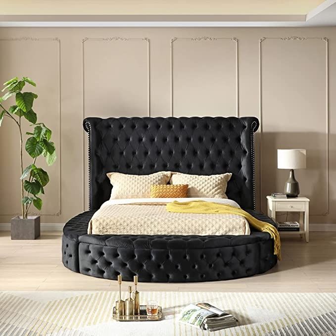 Aurora Luxe Tufted Bed – Velvet Wingback Headboard Dubai UAE Aurora Luxe Tufted Bed – Velvet Wingback Headboard Dubai UAE
