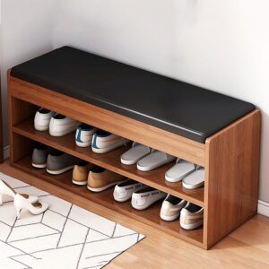 Luna Shoe Rack Bench with cushioned seat and dual cabinet storage