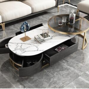 Stravo Centerpiece with rectangular wood top and round glass table Stravo Centerpiece with rectangular wood top and round glass table