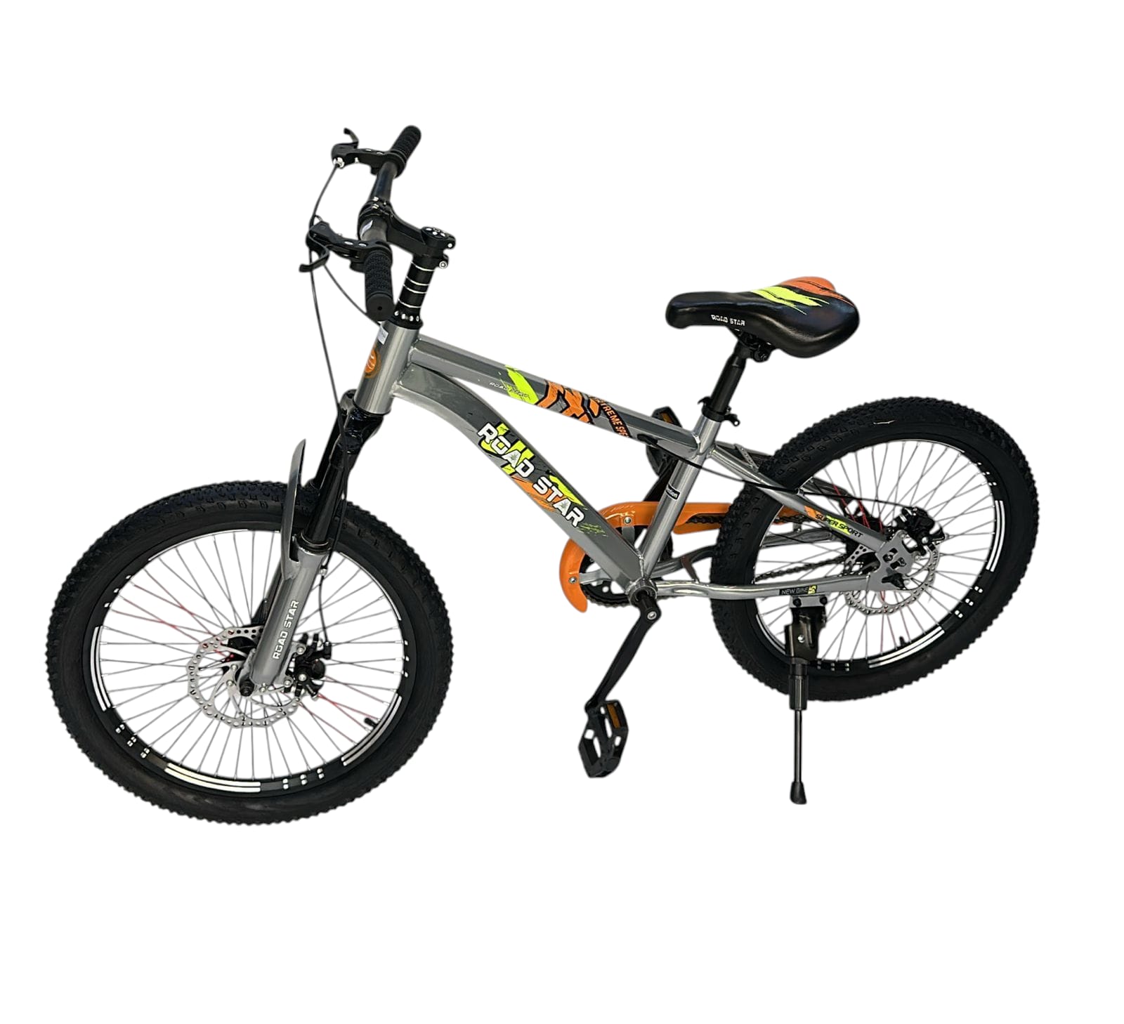 Road Star 20 Inch Kids Bicycle with Steel Frame, Air Tube Tyres, Front Shock, and Dual Disc Brakes Road Star 20 Inch Kids Bicycle with Steel Frame, Air Tube Tyres, Front Shock, and Dual Disc Brakes