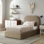 Modern Single Bed 120x200 MDF Frame Beige Finish by Al Mas Furniture