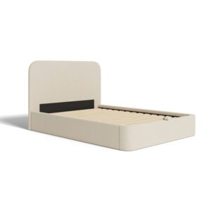 Modern Single Bed 120x200 MDF Frame Beige Finish by Al Mas Furniture